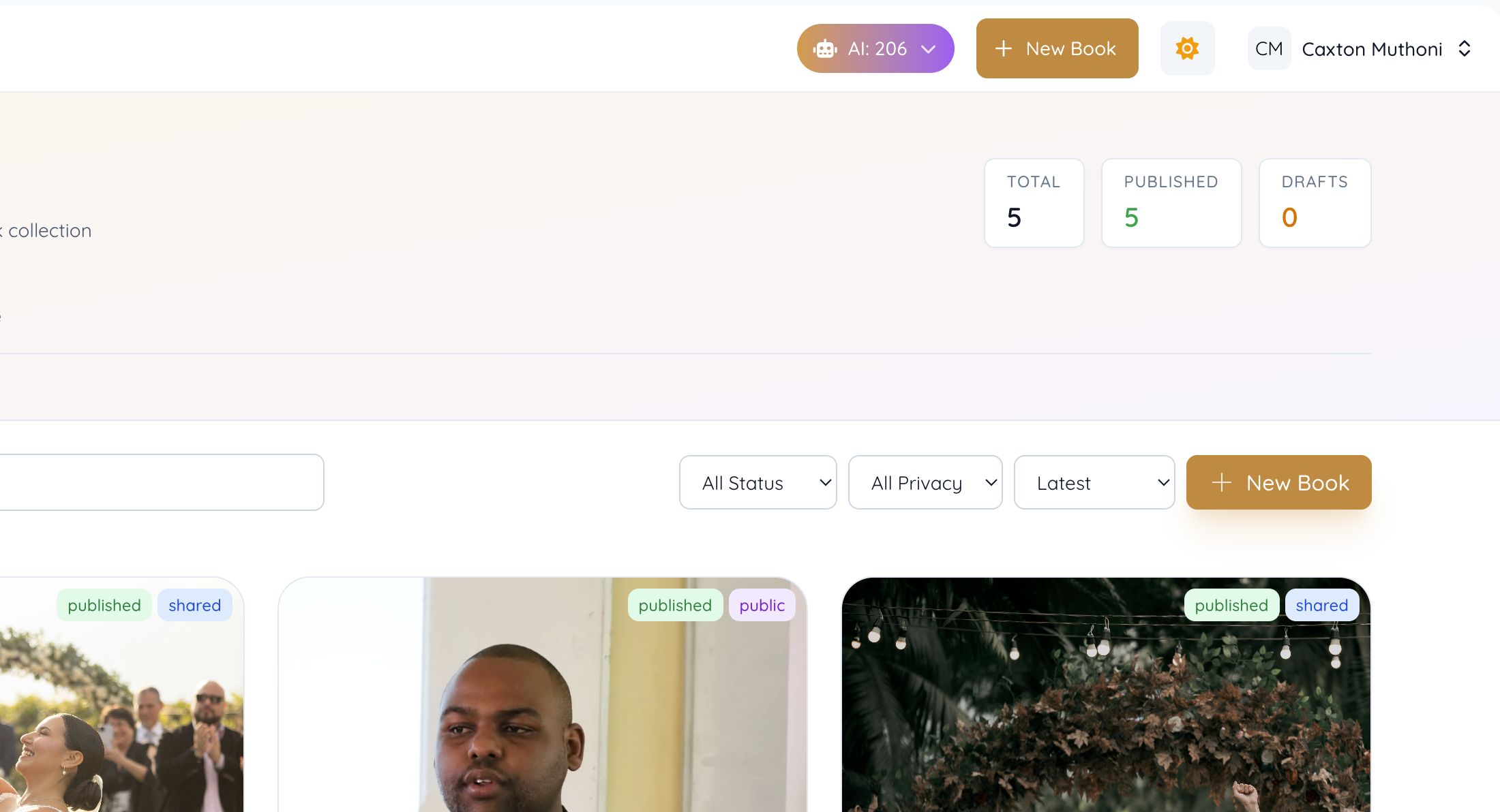 Create new book button