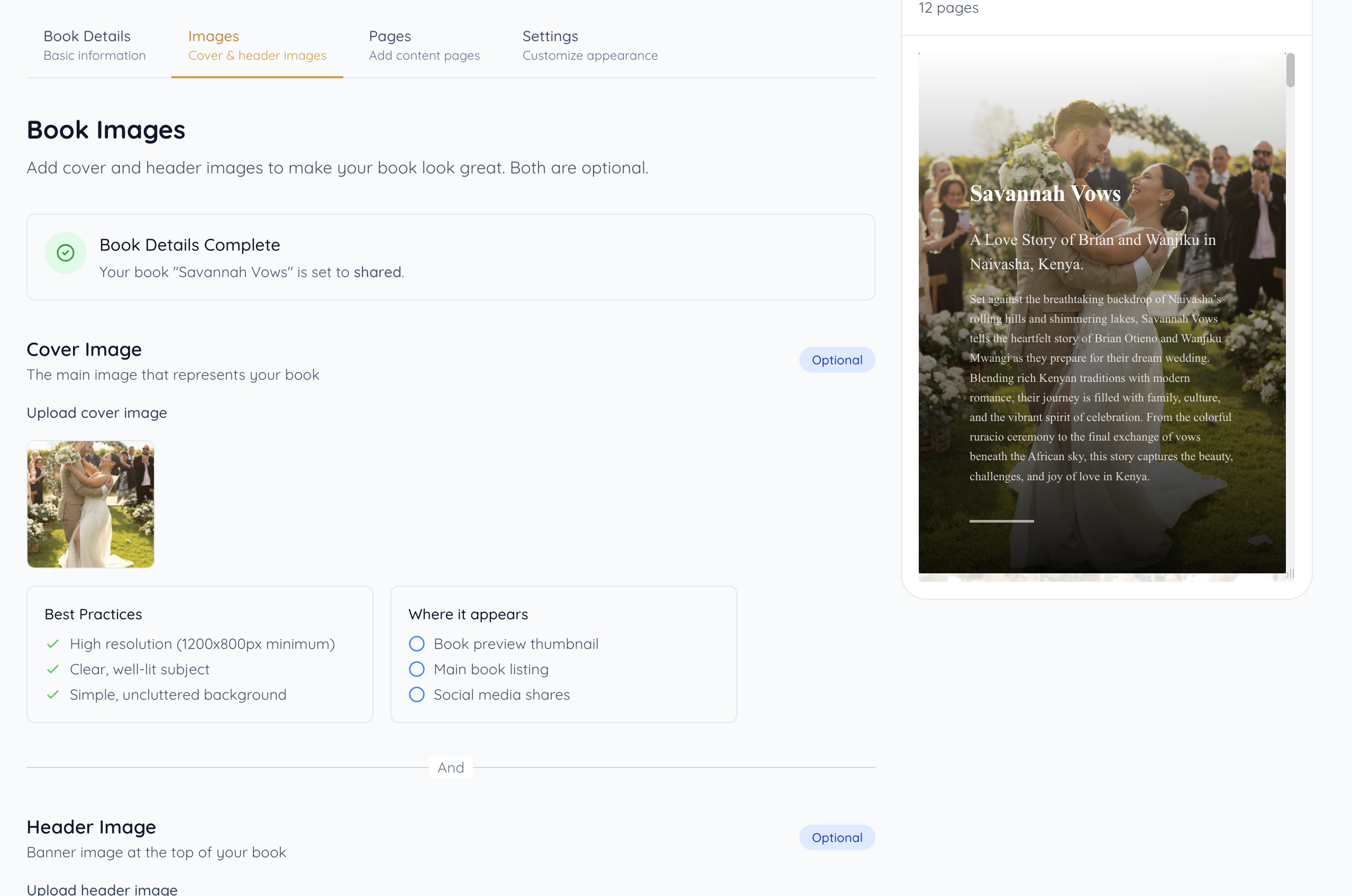 Upload cover image